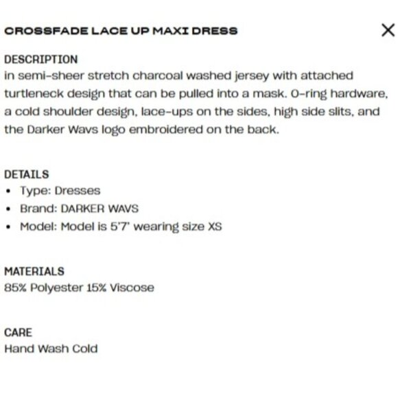 NWT Darker Wavs Extra Tall Turtleneck Semi-Sheer Jersey Maxi Dress w. Side Slits - Picture 6 of 11